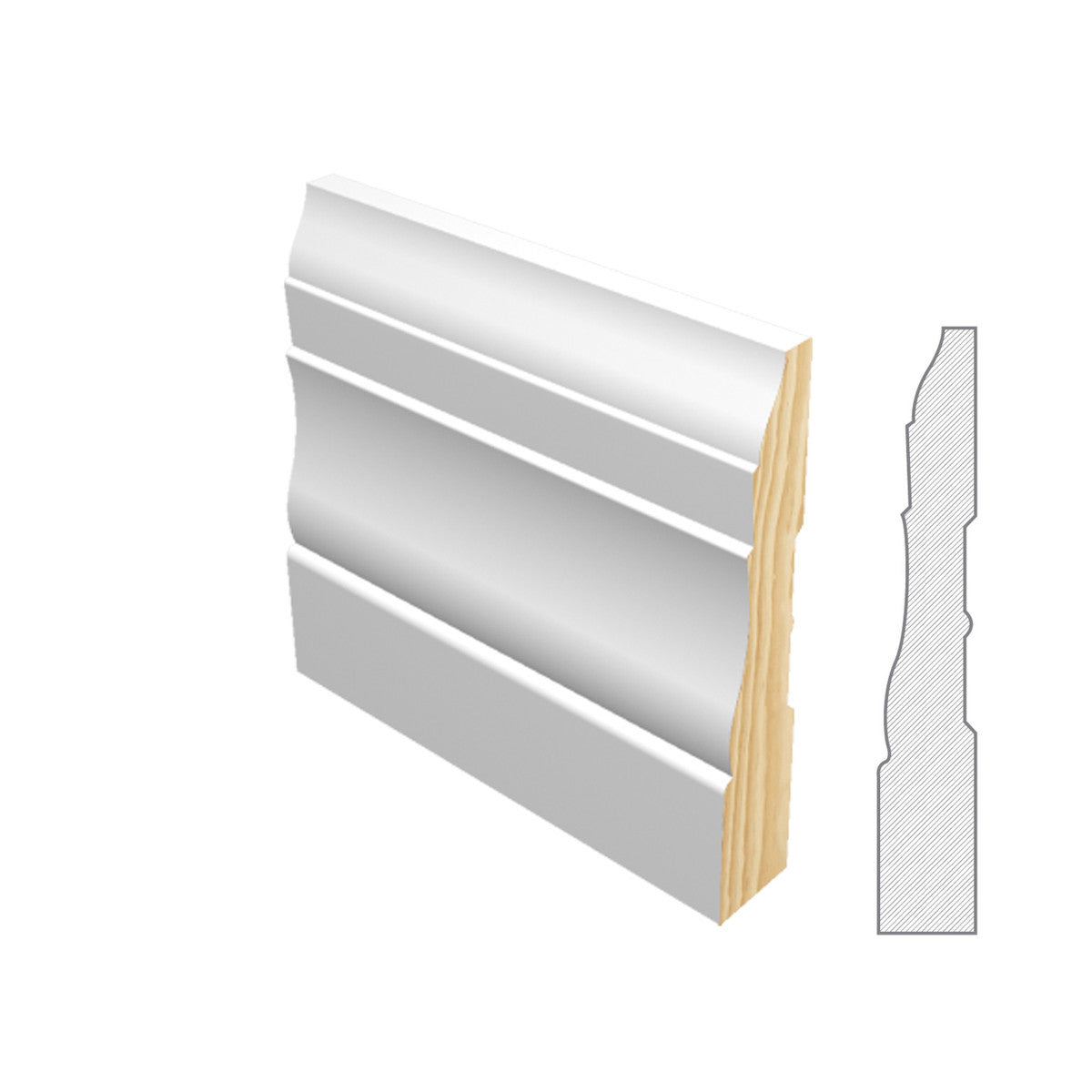 631 Baseboard Pine Primed | 3.25" Tall x 1/2" Thick x 16' LF Long