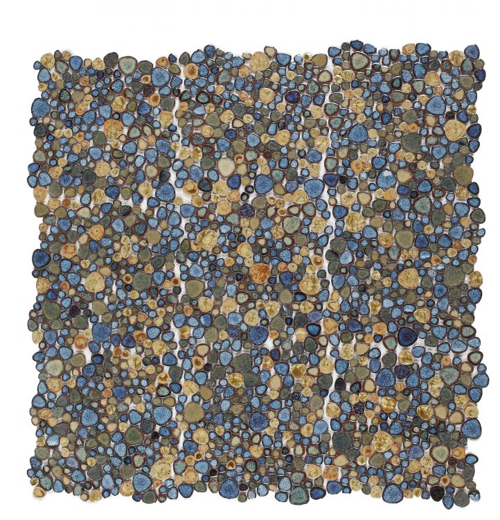 New | Pebble | Blue, Beige & Yellow | Mosaic Sheet Tile | Walls, Interior Floors, Showers, Pools & Pool Liners