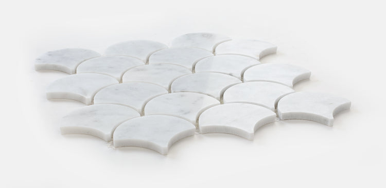 New | Scale | White | Mosaic Sheet Tile | Walls, Interior Floors, Showers, Pools & Pool Liners