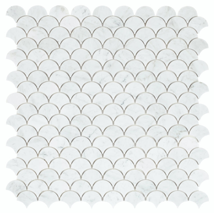 New | Scale | White | Mosaic Sheet Tile | Walls, Interior Floors, Showers, Pools & Pool Liners