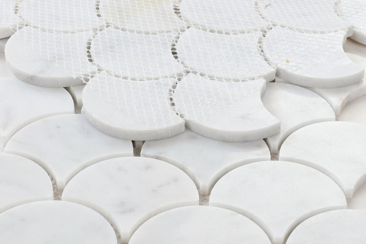 New | Scale | White | Mosaic Sheet Tile | Walls, Interior Floors, Showers, Pools & Pool Liners
