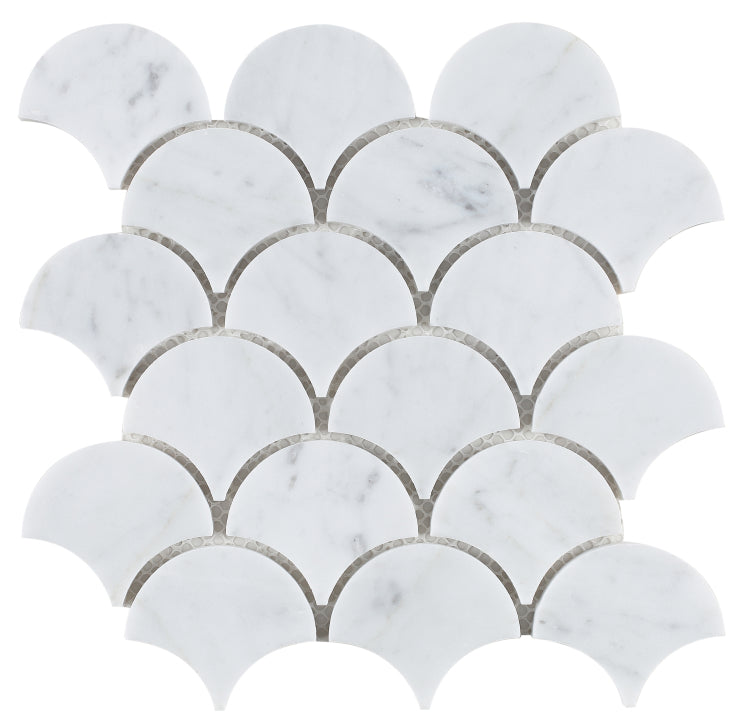 New | Scale | White | Mosaic Sheet Tile | Walls, Interior Floors, Showers, Pools & Pool Liners