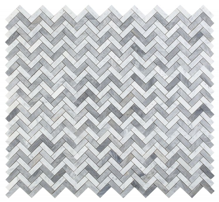 New | Herringbone | White & Gray | Walls, Interior Floors & Showers