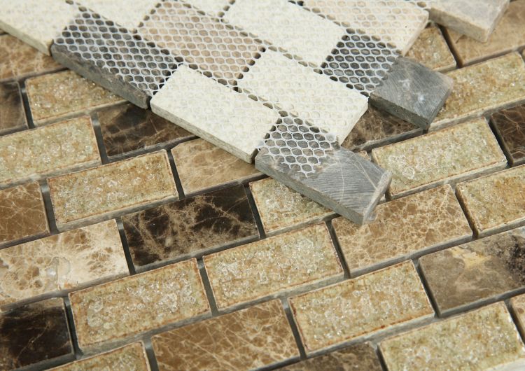 New | Brick | Beige & Brown | Mosaic Sheet TIle | Interior Walls & Shower Walls