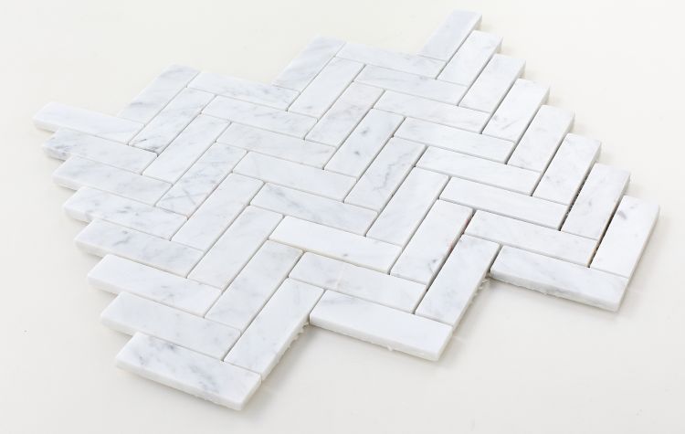 New | Herringbone | White | Mosaic Sheet Tile | Walls, Interior Floors & Showers