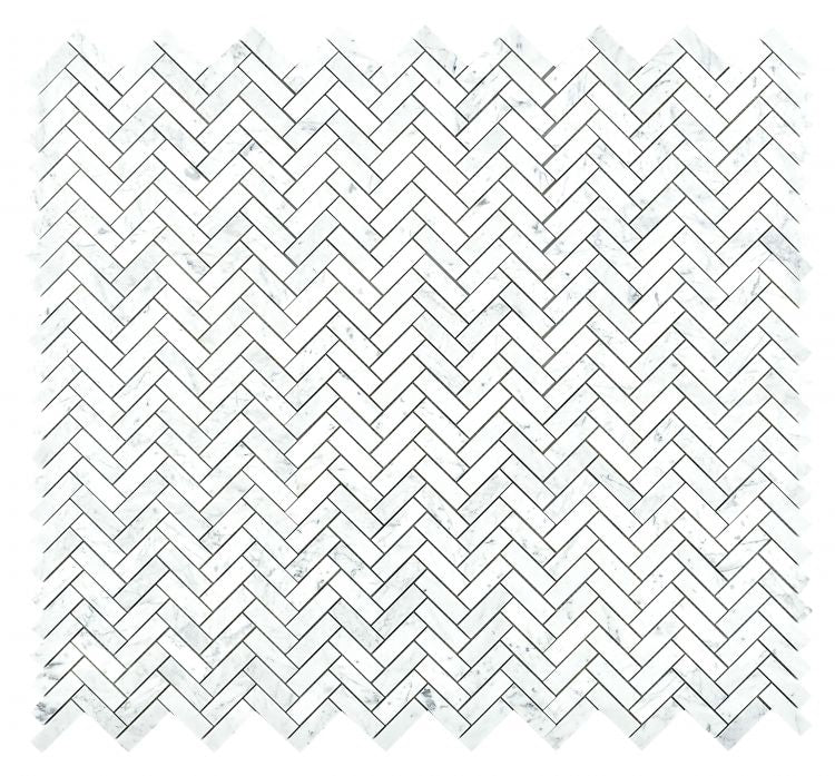 New | Herringbone | White | Mosaic Sheet Tile | Walls, Interior Floors & Showers