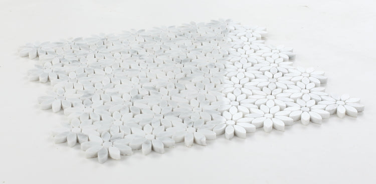 New | Flower | White | Mosaic Sheet Tile | Walls, Interior Floors & Showers