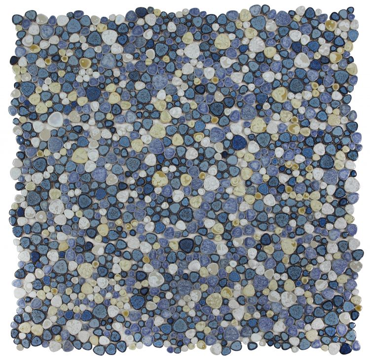 New | Pebble | Blue, Beige & White | Mosaic Sheet Tile | Walls, Floors, Showers, Pools & Pool Liners