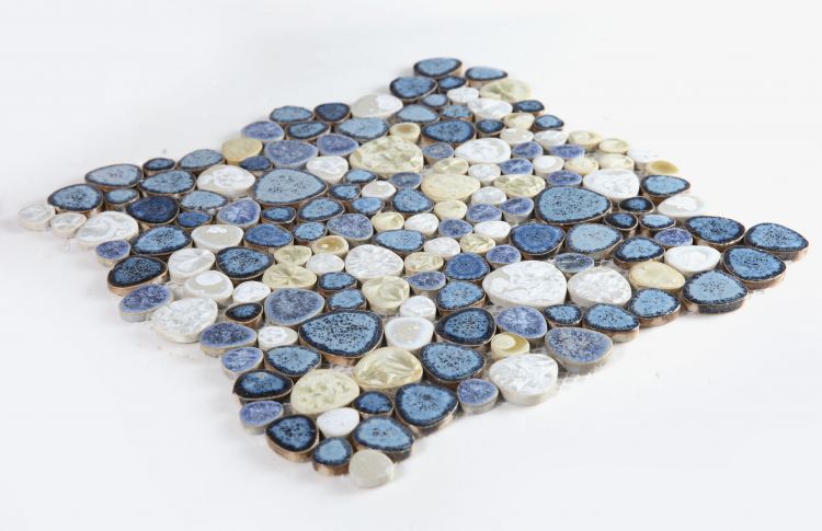 New | Pebble | Blue, Beige & White | Mosaic Sheet Tile | Walls, Floors, Showers, Pools & Pool Liners