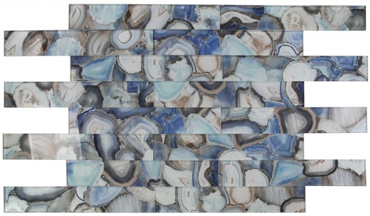 New | Subway Glass | Blue & Gray | Mosaic Sheet Tile | Interior Walls & Shower Walls