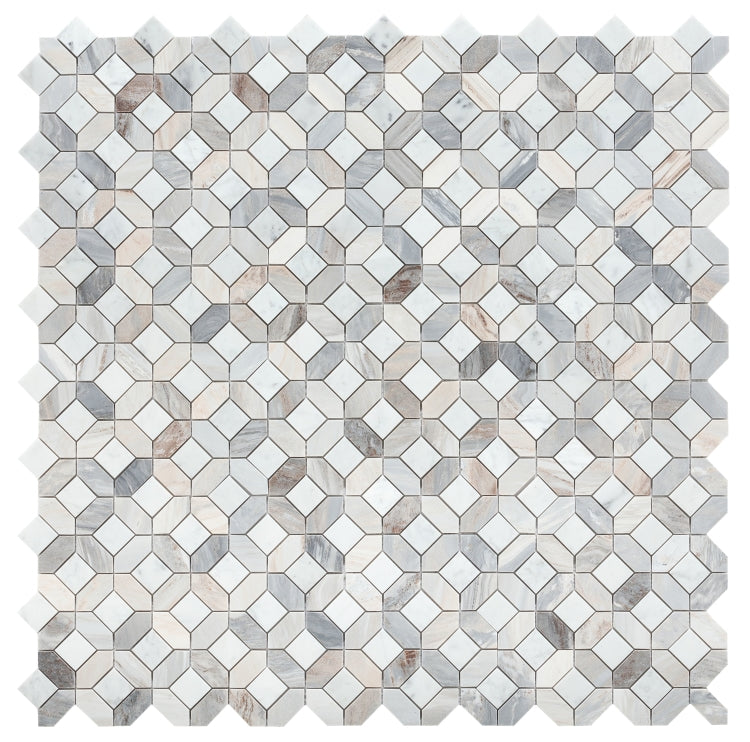 New | Hexagon | Blue & White | Mosaic Sheet Tile | Walls, Interior Floors & Showers