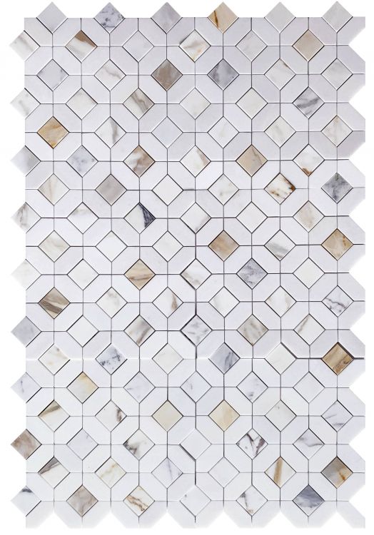 New | Hexagon | White & Gold | Mosaic Sheet Tile | Walls, Interior Floors & Showers