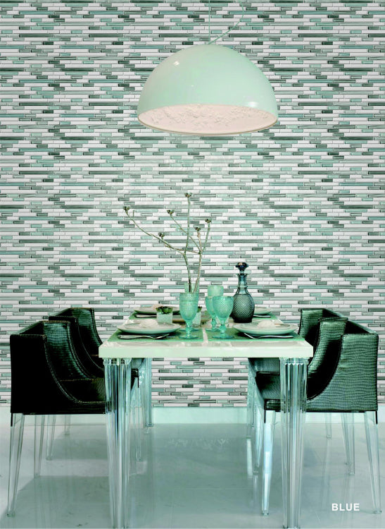 New | Glass | Blue & Gray | Mosaic Sheet Tile | Interior Walls & Showers