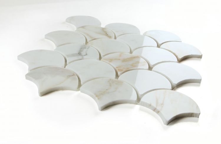 New | Scale | White & Gold | Mosaic Sheet Tile | Walls, Interior Floors & Showers