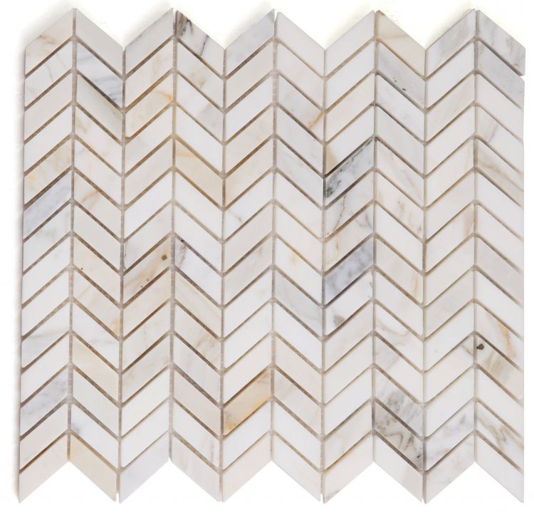 New | Herringbone | White & Tan | Mosaic Sheet Tile | Walls, Interior Floors & Showers
