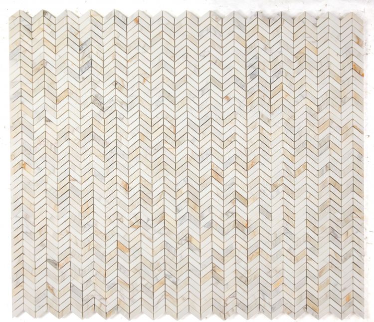 New | Herringbone | White & Tan | Mosaic Sheet Tile | Walls, Interior Floors & Showers