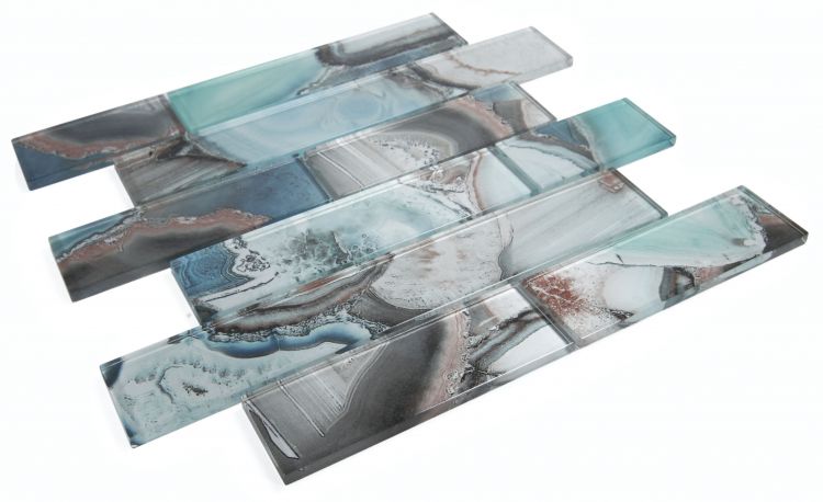 New | Subway Glass | Green & Blue | Mosaic Sheet Tile | Interior Walls & Shower Walls