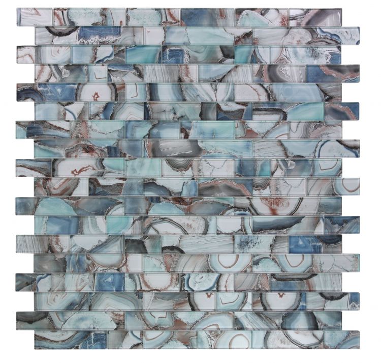 New | Subway Glass | Green & Blue | Mosaic Sheet Tile | Interior Walls & Shower Walls