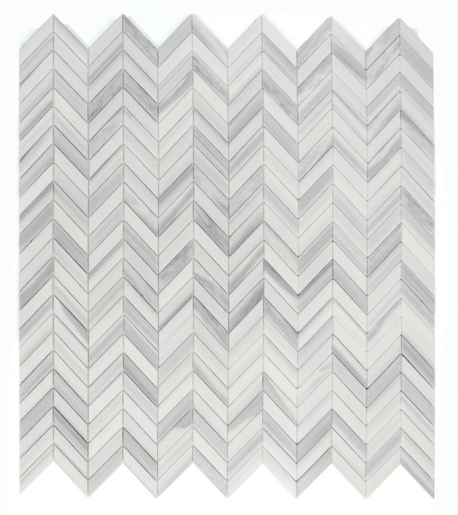 New | Herringbone | White & Gray | Walls, Interior Floors & Showers