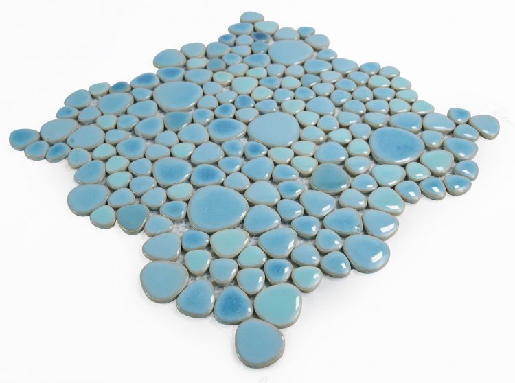 New | Pebble | Blue | Mosaic Sheet Tile | Walls, Interior Floors, Showers, Pools & Pool Liners