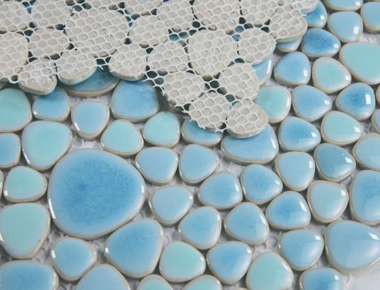 New | Pebble | Blue | Mosaic Sheet Tile | Walls, Interior Floors, Showers, Pools & Pool Liners