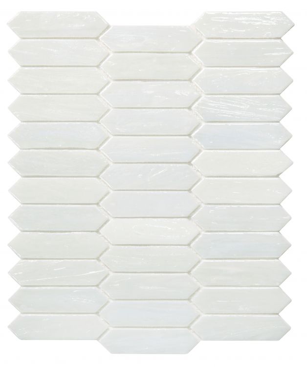 New | Elongated Hexagon | White | Mosaic Sheet Tile | Interior Walls, Showers, Pools, & Pool Liners