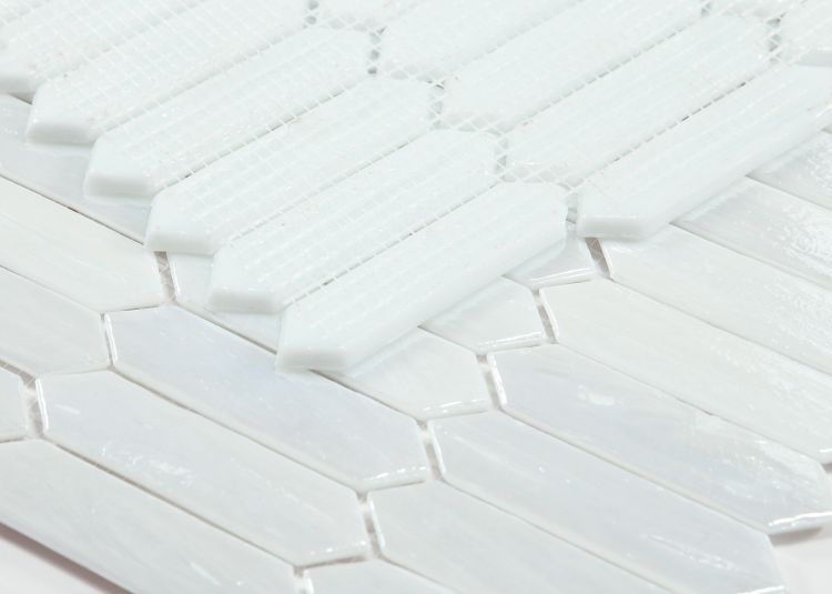 New | Elongated Hexagon | White | Mosaic Sheet Tile | Interior Walls, Showers, Pools, & Pool Liners