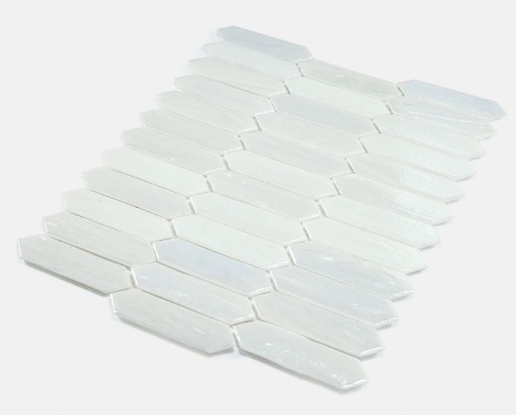 New | Elongated Hexagon | White | Mosaic Sheet Tile | Interior Walls, Showers, Pools, & Pool Liners