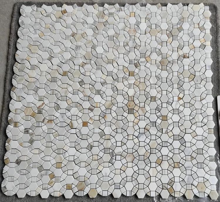 Circular | Cream, beige & Tan | Mosaic Sheet Tile | Interior Wall, Floors, Shower & Exterior Walls