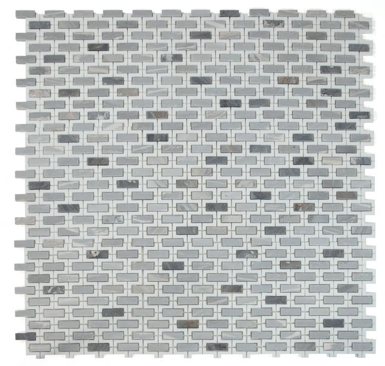 New | Brick | Blue, White & Gray | Mosaic Sheet Tile | Walls, Showers & Interior Floors