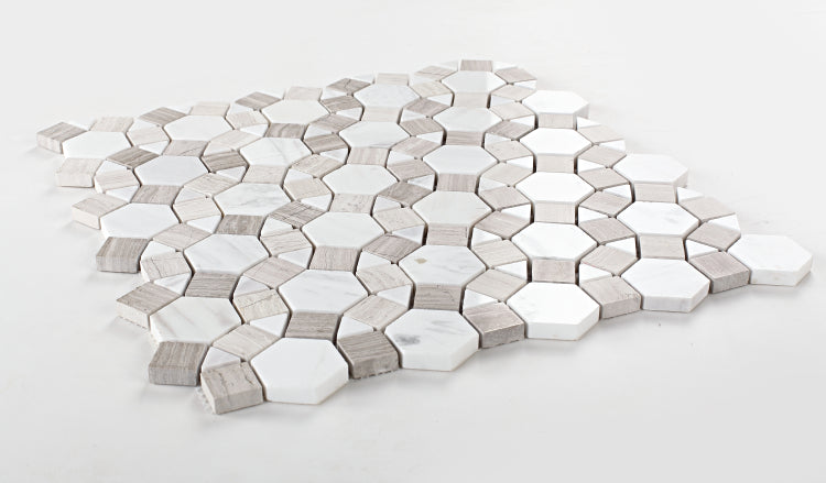 New | Circular | White, Tan & Brown | Mosaic Sheet Tile | Walls, Interior Floors, & Shower