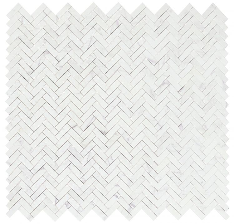 New | Herringbone | White | Mosaic Sheet Tile | Walls, Interior Floors & Showers