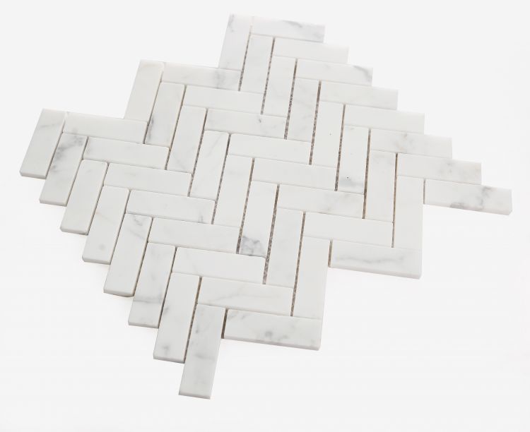 New | Herringbone | White | Mosaic Sheet Tile | Walls, Interior Floors & Showers