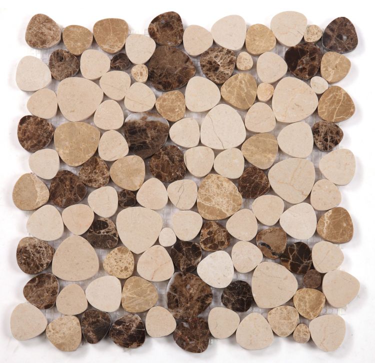 New | Pebble | Beige & Brown | Mosaic Sheet Tile | Walls, Interior Floors, & Showers