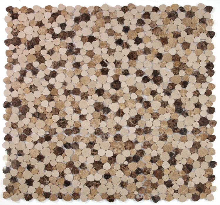 New | Pebble | Beige & Brown | Mosaic Sheet Tile | Walls, Interior Floors, & Showers