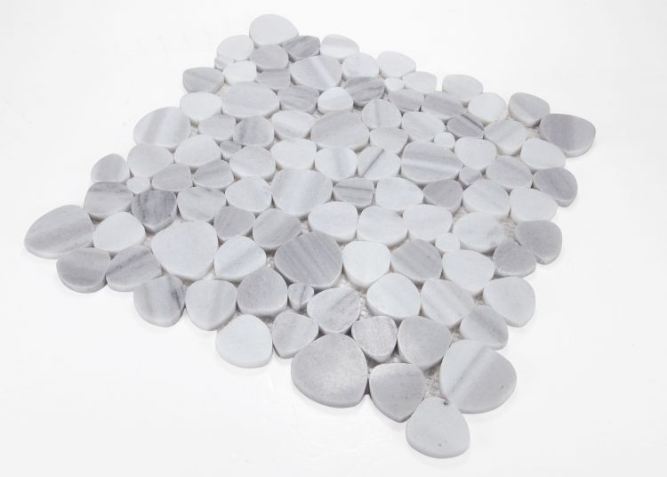 New | Pebble | White & Gray | Mosaic Sheet Tile | Walls, Interior Floors, & Showers