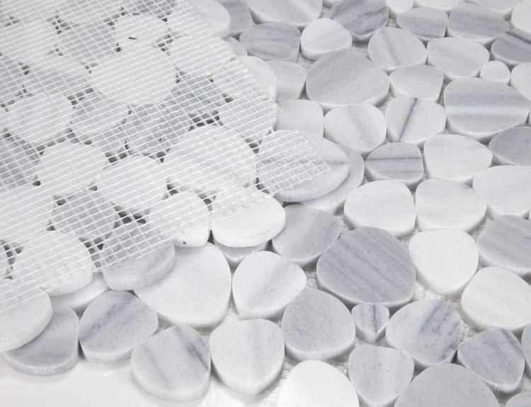 New | Pebble | White & Gray | Mosaic Sheet Tile | Walls, Interior Floors, & Showers