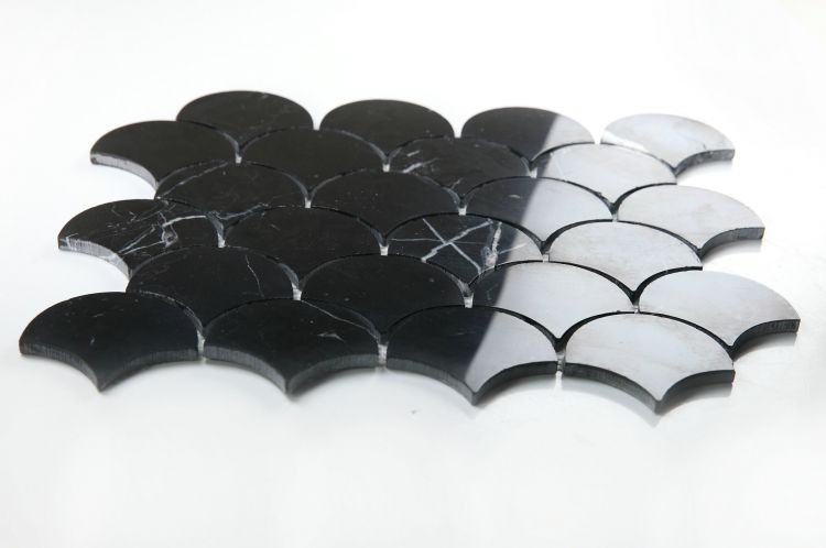 New | Scale | Black | Mosaic Sheet Tile | Walls, Interior Floors & Showers