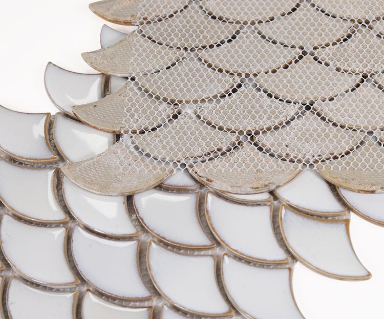 New | Scale | White | Mosaic Sheet Tile | Walls, Interior Floors, Showers, Pools & Pool Liners