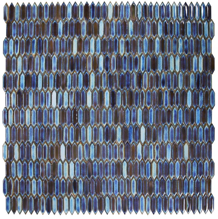 New | Elongated Hexagon | Blue | Mosaic Sheet Tile | Walls, Interior Floors, Showers, Pools & Pool Liners