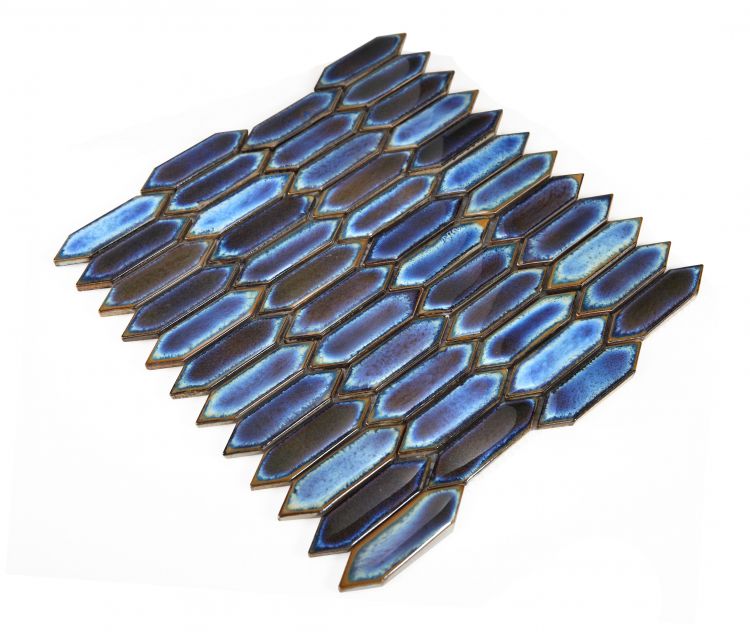 New | Elongated Hexagon | Blue | Mosaic Sheet Tile | Walls, Interior Floors, Showers, Pools & Pool Liners