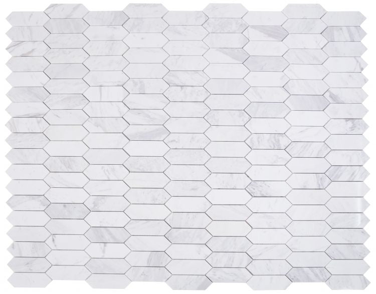 New | Elongated Hexagon | White | Mosaic Sheet Tile | Walls, Interior Floors & Showers