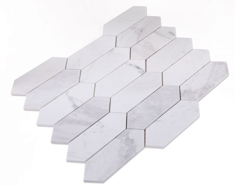 New | Elongated Hexagon | White | Mosaic Sheet Tile | Walls, Interior Floors & Showers