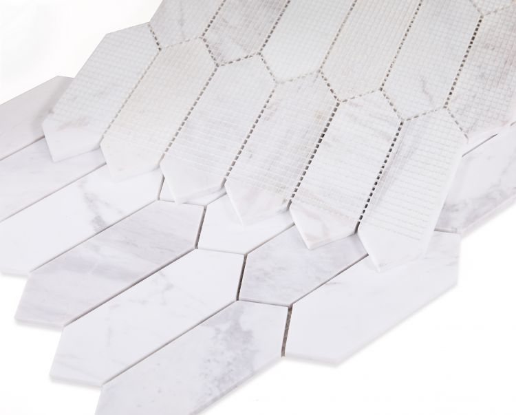 New | Elongated Hexagon | White | Mosaic Sheet Tile | Walls, Interior Floors & Showers