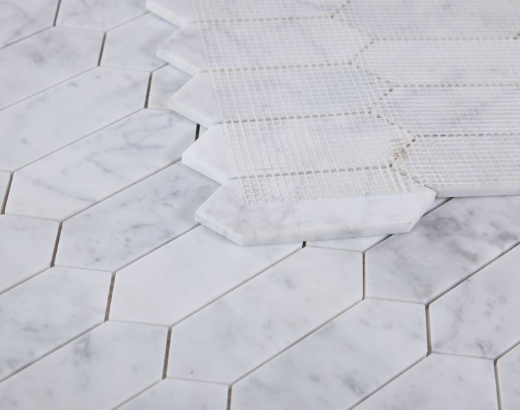 New | Elongated Hexagon | White | Mosaic Sheet Tile | Walls, Interior Floors & Showers