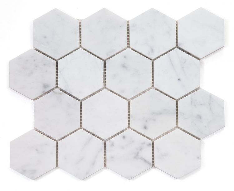 New | Hexagon | White & Gray | Mosaic Sheet Tile | Walls, Interior Floors & Showers