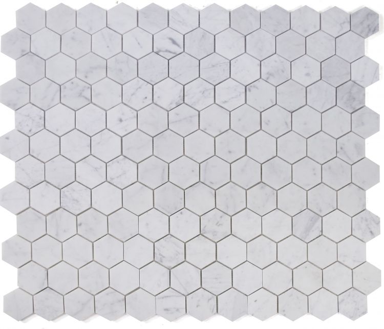 New | Hexagon | White & Gray | Mosaic Sheet Tile | Walls, Interior Floors & Showers