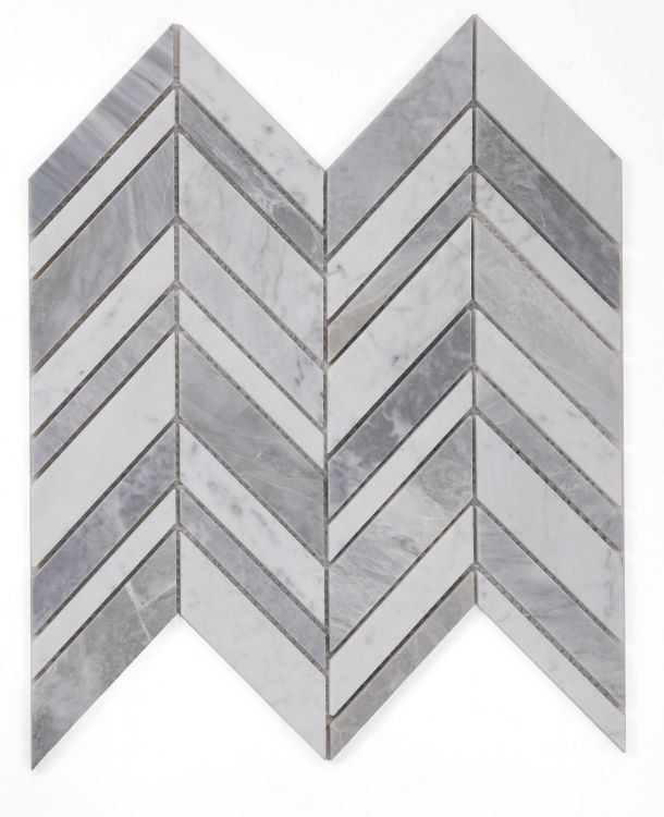 New | Herringbone | Gray & White | Mosaic Sheet Tile | Walls, Interior Floors & Showers