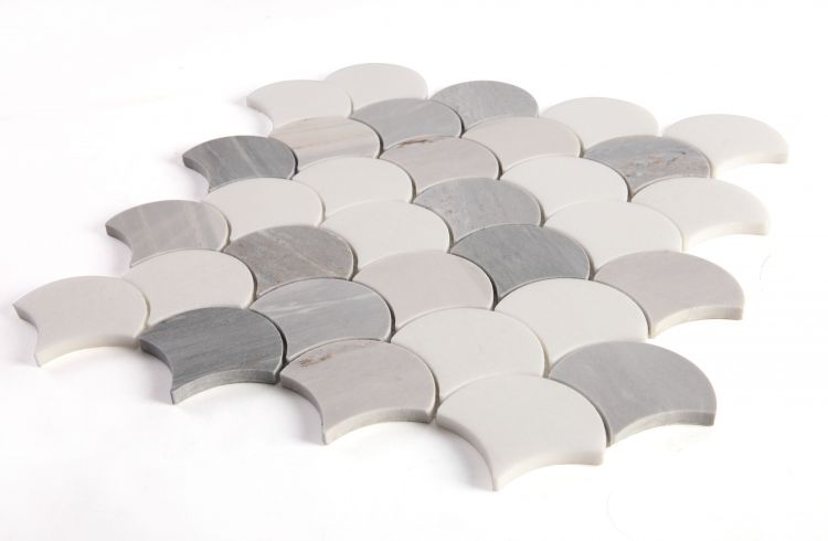 New | Scale | Blue & Gray | Mosaic Sheet Tile | Walls, Interior Floors & Showers