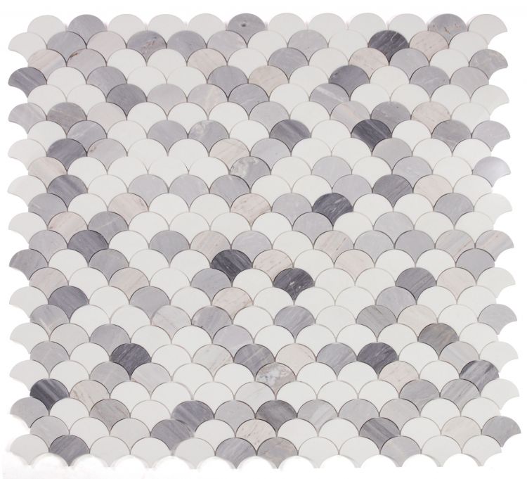 New | Scale | Blue & Gray | Mosaic Sheet Tile | Walls, Interior Floors & Showers